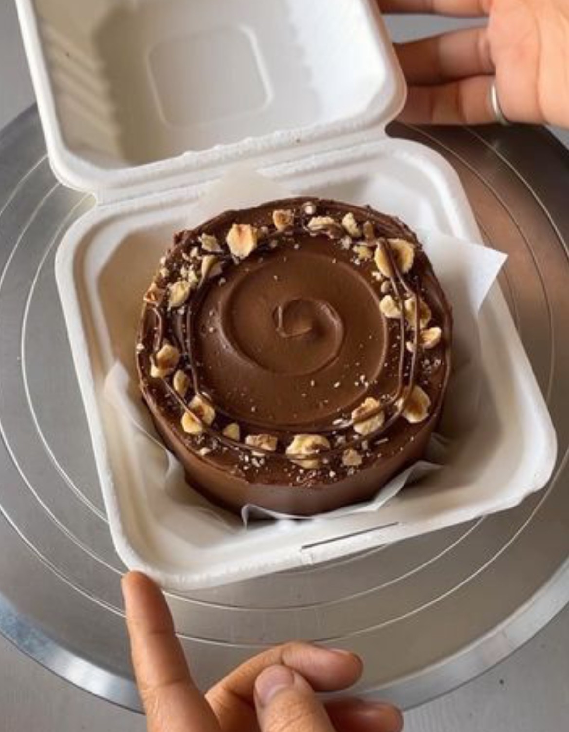 Dark Chocolate Hazelnut Swirl Bento Cake
